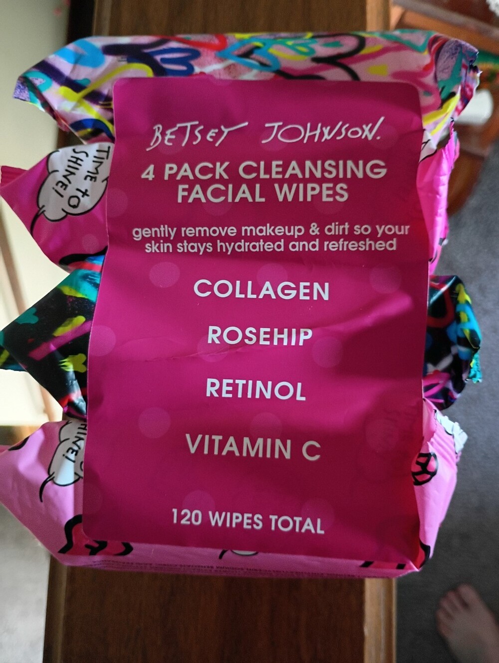 Bestsey Johnson Skincare, 4 Pack Cleansing Facial Wipes, 120 Wipes, NWT